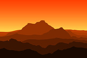Mountains at Sunset. Vector set.
