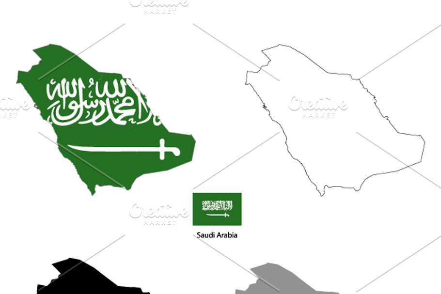 Saudi Arabia country silhouettes in Objects - product preview 8