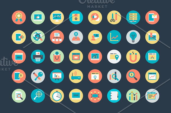 100+ Flat Internet Marketing Icons  in Graphics - product preview 1