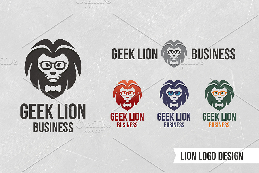 Geek Lion Business Flat Vector Logo