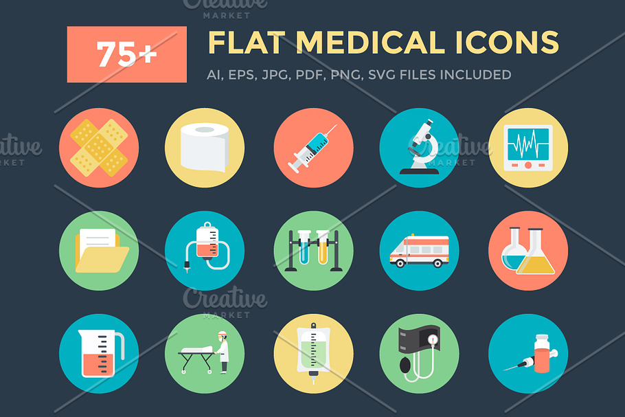 75+ Flat Medical Vector Icons