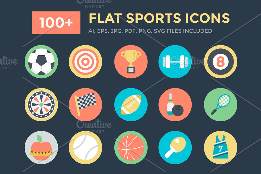 100+ Flat Sports Icons 