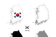South Korea country silhouettes