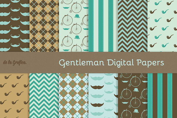 Gentleman Digital Papers Blue/Brown