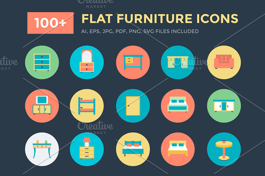 100+ Flat Furniture Icons 