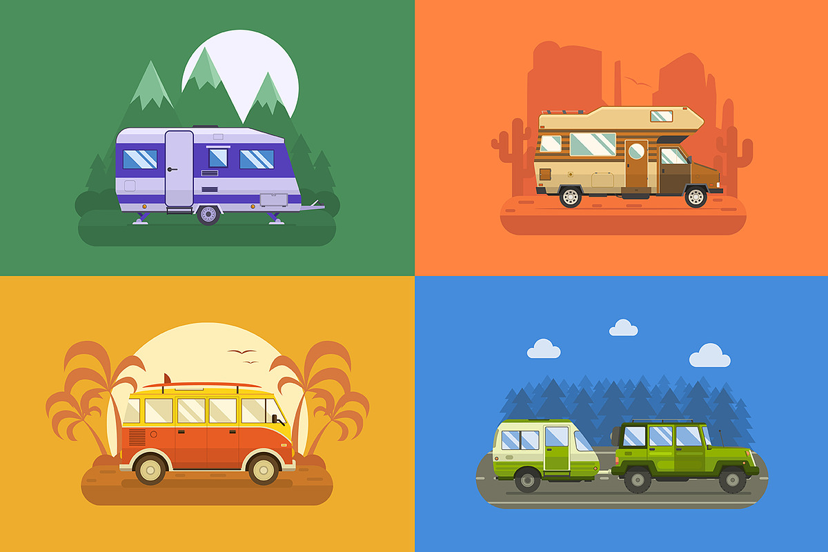 RV Travel Collection in Illustrations - product preview 8
