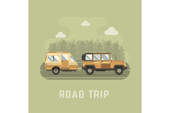 Rv Campers Travel Backgrounds Set in Illustrations - product preview 1