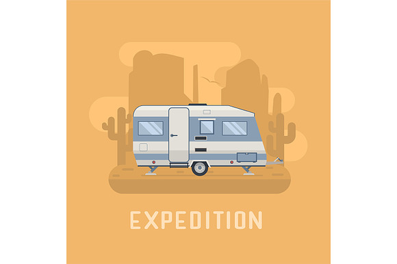 Rv Campers Travel Backgrounds Set in Illustrations - product preview 2
