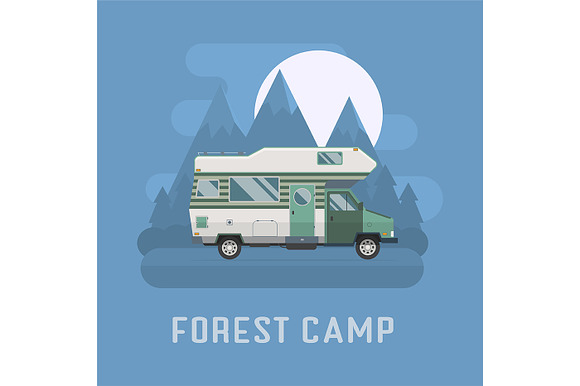 Rv Campers Travel Backgrounds Set in Illustrations - product preview 4