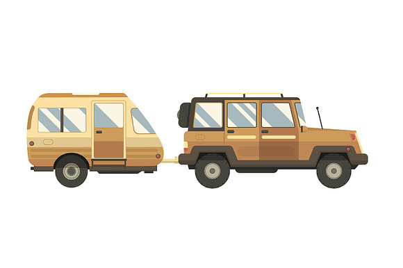 Rv Campers Travel Backgrounds Set in Illustrations - product preview 5