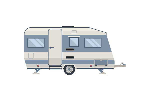 Rv Campers Travel Backgrounds Set in Illustrations - product preview 7