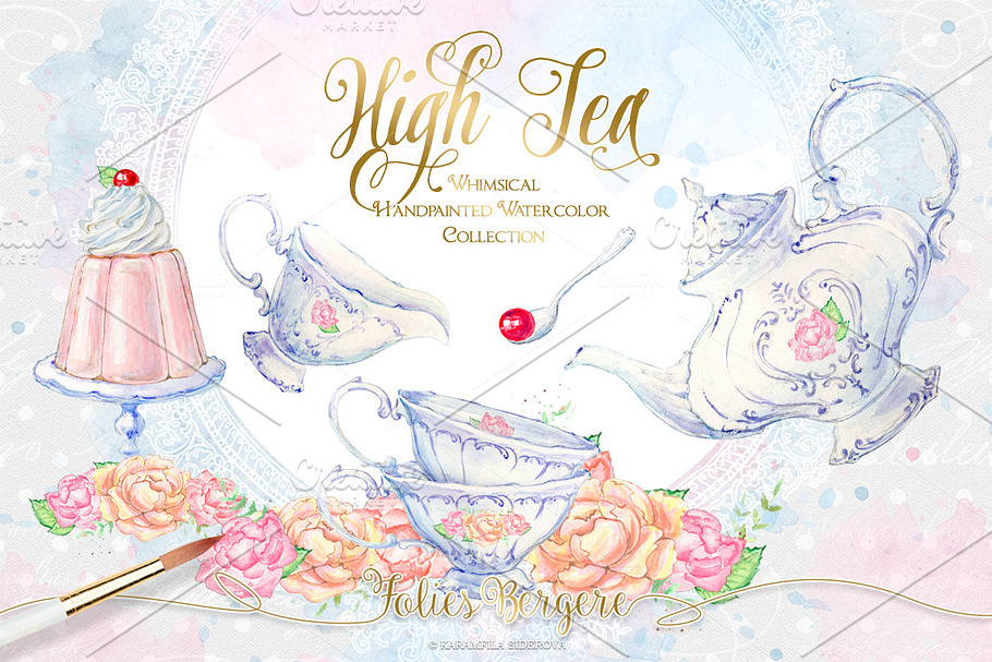 Tea Party Watercolor Collection in Illustrations - product preview 8