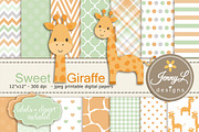 Baby Giraffe Digital Paper & Clipart