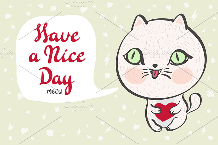 baby cat. Have a nice day vector in Graphics - product preview 8