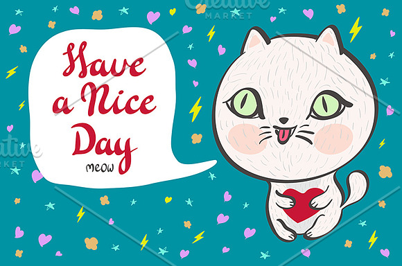 baby cat. Have a nice day vector in Graphics - product preview 2