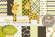 Baby Giraffe Digital Paper & Clipart