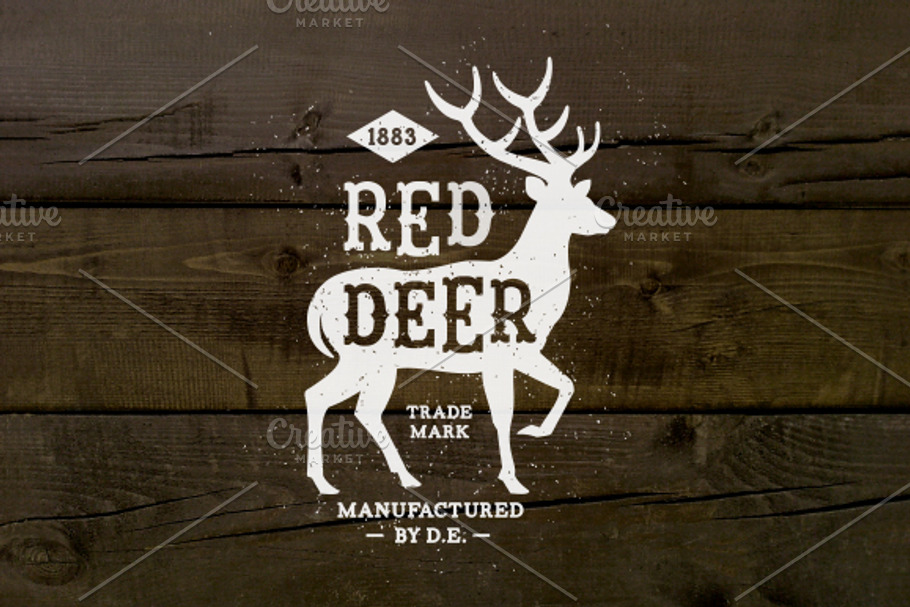 Vintage Label Red Deer in Illustrations - product preview 8