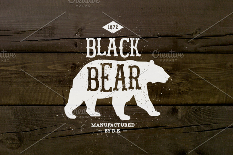 Vintage Label Black Bear in Illustrations - product preview 8