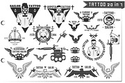 20 in 1 Tattoo design elements