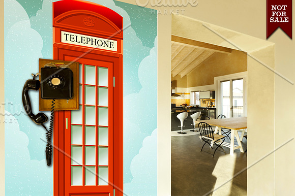 Red English Telephone Box in Illustrations - product preview 2