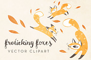 Cute Foxes Vector Clipart
