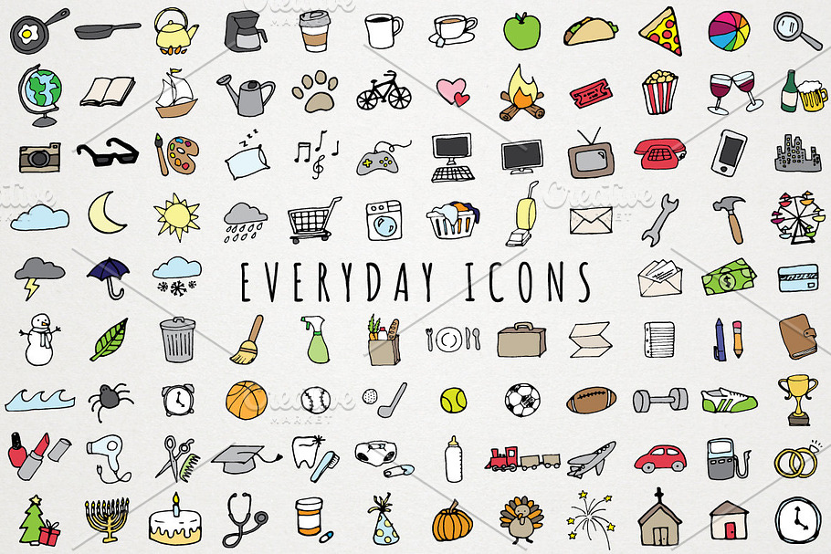 Everyday Items & To Do Clipart Set in Happy Birthday Icons - product preview 8