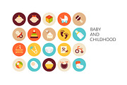 Flat icons set - Baby and Childhood