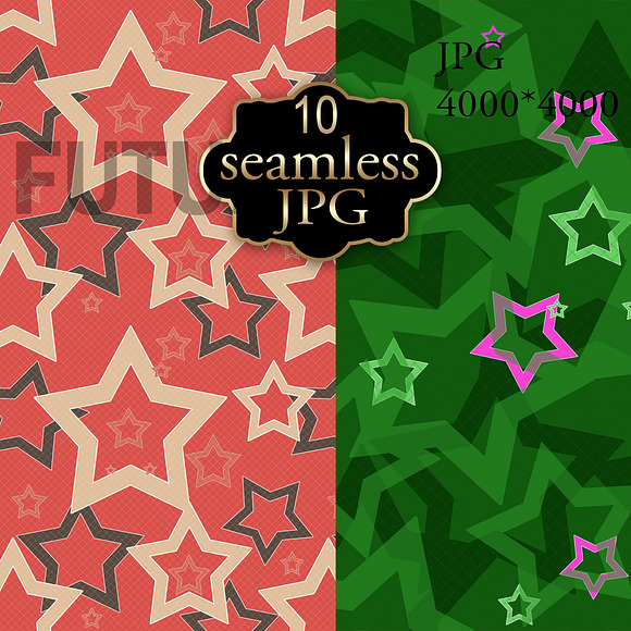 Set of 10 Star patterns in Patterns - product preview 1