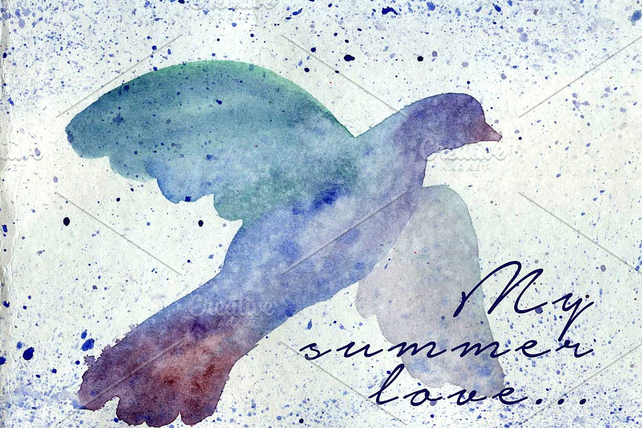 Bird watercolor background in Textures - product preview 8