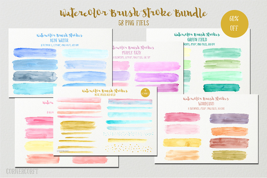 Watercolor Brush Stroke Bundle in Illustrations - product preview 8