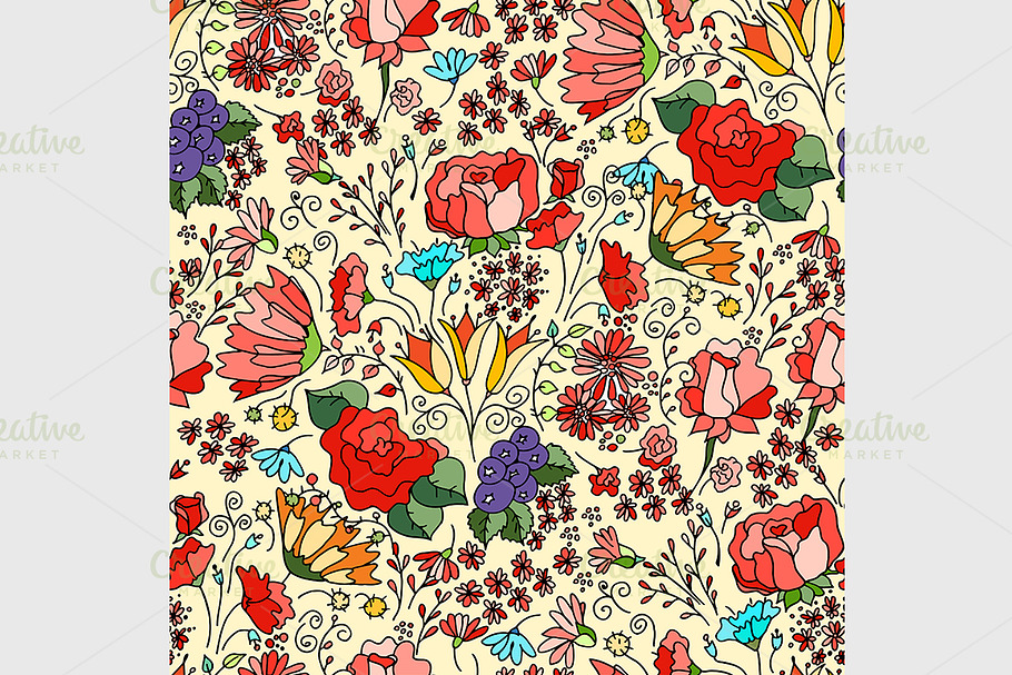 Flowers seamless pattern in Graphics - product preview 8