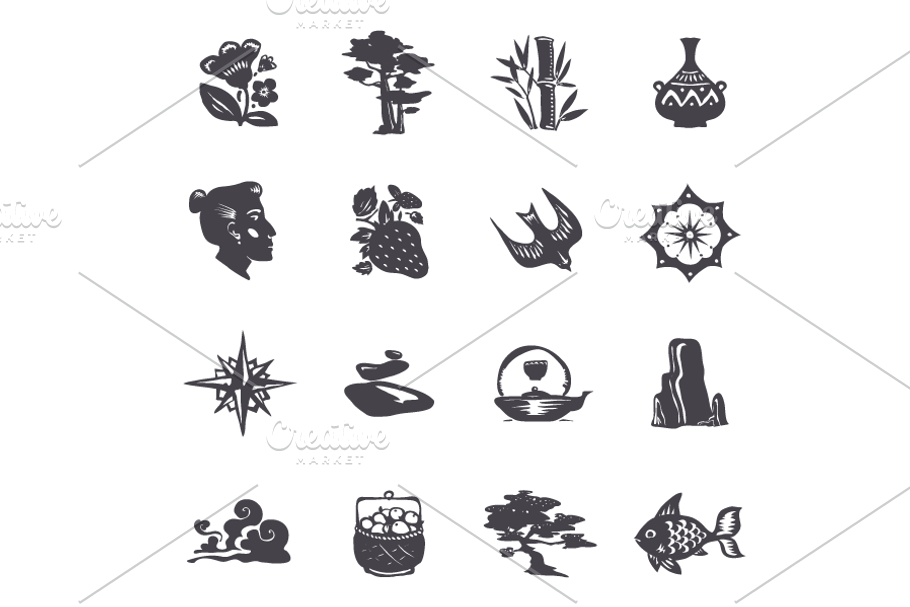 16 Oriental Icons in Illustrations - product preview 8