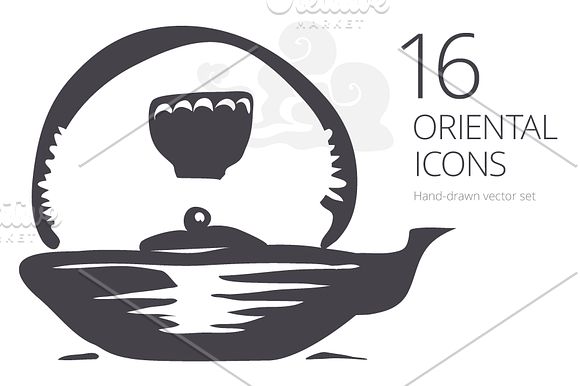 16 Oriental Icons in Illustrations - product preview 2