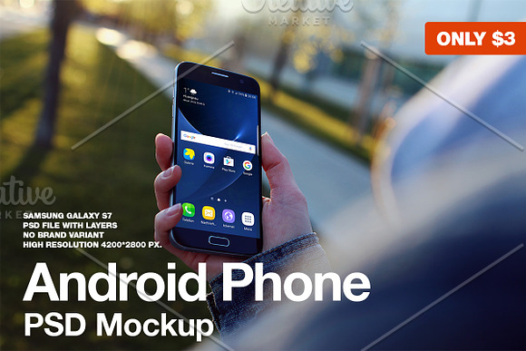 Android Phone PSD Mockup in Mobile & Web Mockups - product preview 1