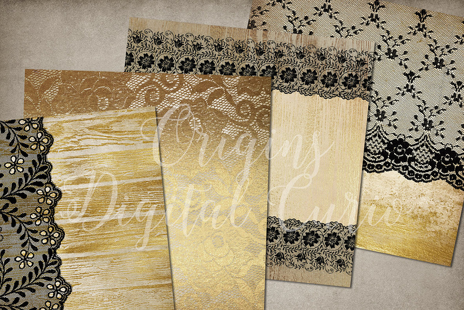 Black and Gold Lace Backgrounds in Textures - product preview 8
