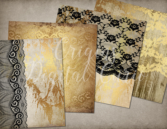 Black and Gold Lace Backgrounds in Textures - product preview 1