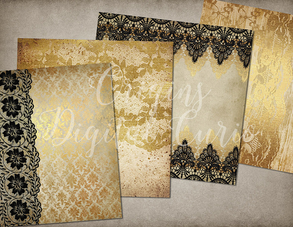 Black and Gold Lace Backgrounds in Textures - product preview 3
