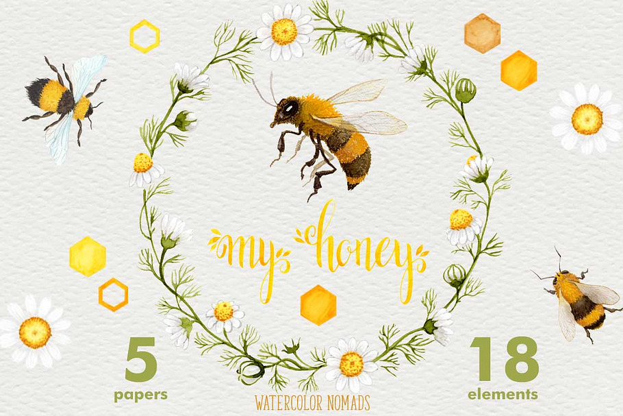 Watercolor Summer - Bee My Honey