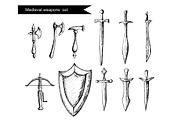 Set of the medieval weapon