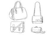  Women's Bags Hand Drawn Purses set