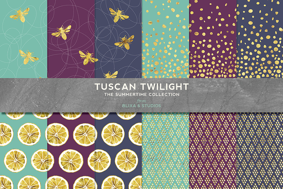 Tuscan Twilight Golden Lemons & Bees