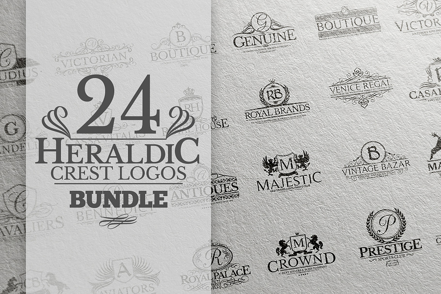 24 Heraldic Crest Logos Bundle