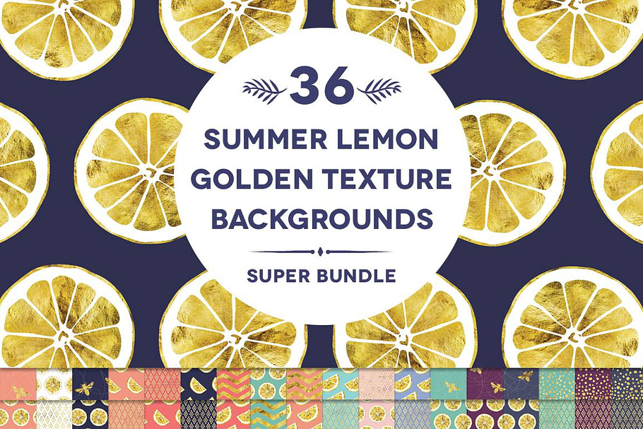 36 Summer Lemon Golden Backgrounds in Patterns - product preview 8