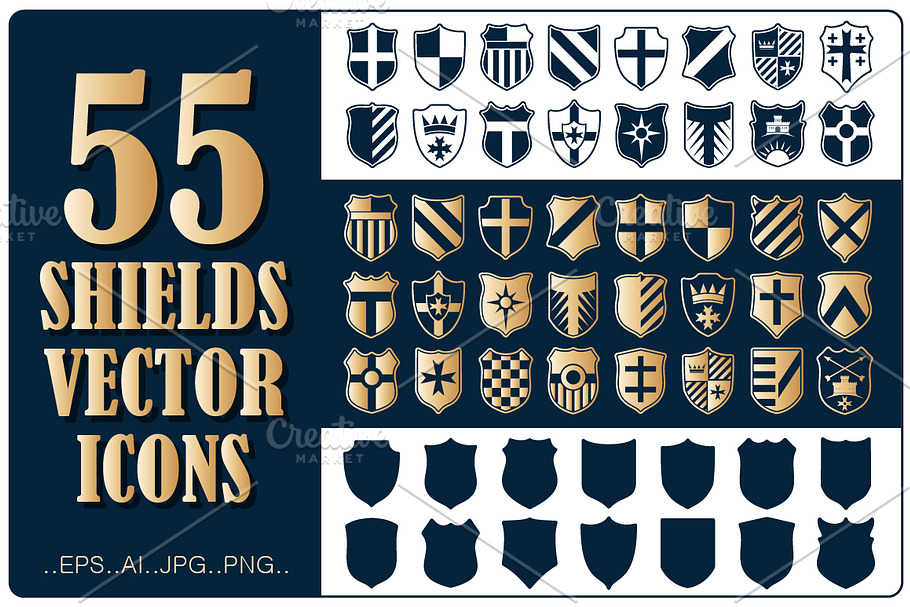 Shields Icons Vector Collection in Black And White Icons - product preview 8