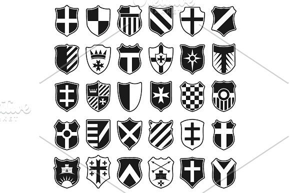 Shields Icons Vector Collection in Black And White Icons - product preview 1