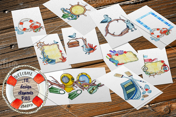 Nautical watercolor set in Illustrations - product preview 4