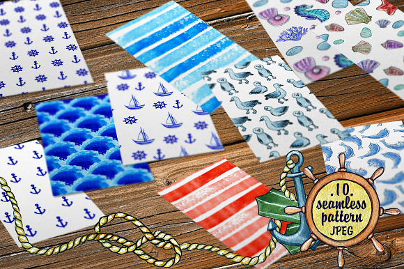 Nautical watercolor set in Illustrations - product preview 5