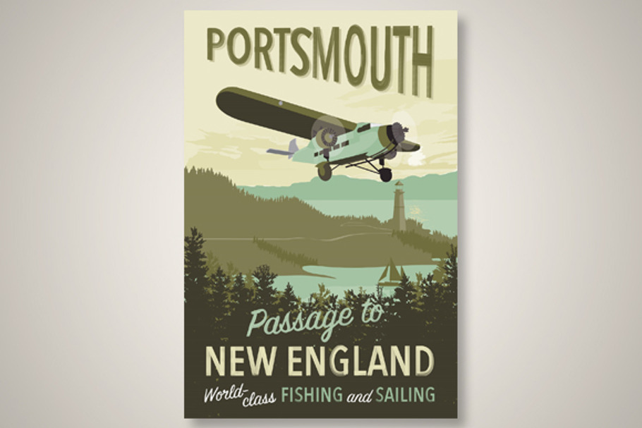 Portsmouth Travel Poster Graphic in Illustrations - product preview 8
