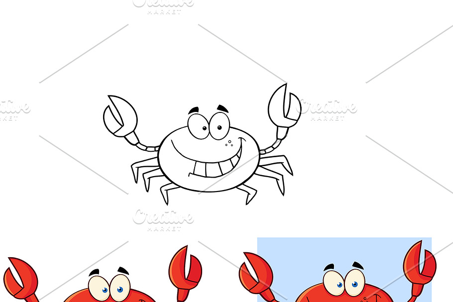 Crab Cartoon Character Collection in Illustrations - product preview 8