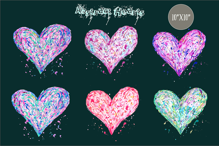 Abstract Acrylic Hearts Blue Purple in Illustrations - product preview 8
